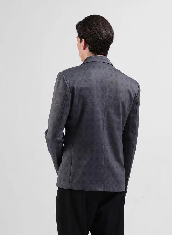 The Indian Garage Co Men Comfort Fit Checked Notch Collar Full Sleeves Blazer